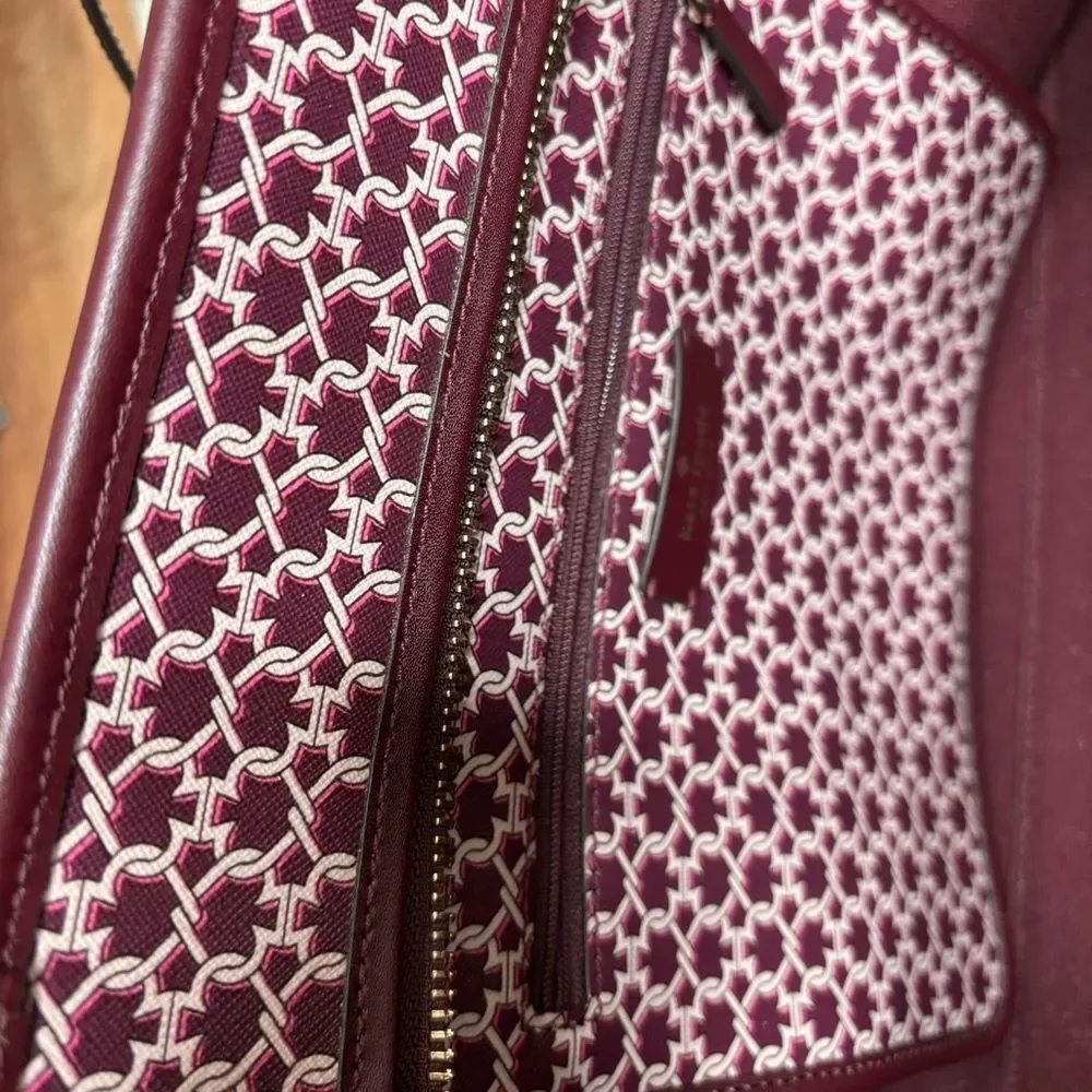 Kate Spade New York Spade Link Tote Large Bag zip pink saffiano pvc leather